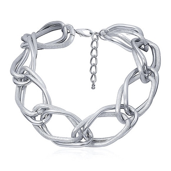 ⚜️[𝟯𝟬%𝗢𝗙𝗙|𝗯𝘂𝗻𝗱𝗹𝗲𝘀 𝟯+]⚜️Big Quad Link Silver Choker NEW - Picture 3 of 12